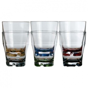 Набор прозрачных стаканов "Party" 6 вариантов цвета дна, поликарбонат, 8,8х10,9 см, 6 шт